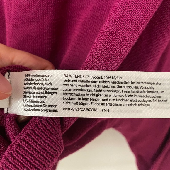 Eileen Fisher Lightweight Tencel Nylon Long Sleeves Magenta Sweater Blouse S/P - Picture 7 of 7